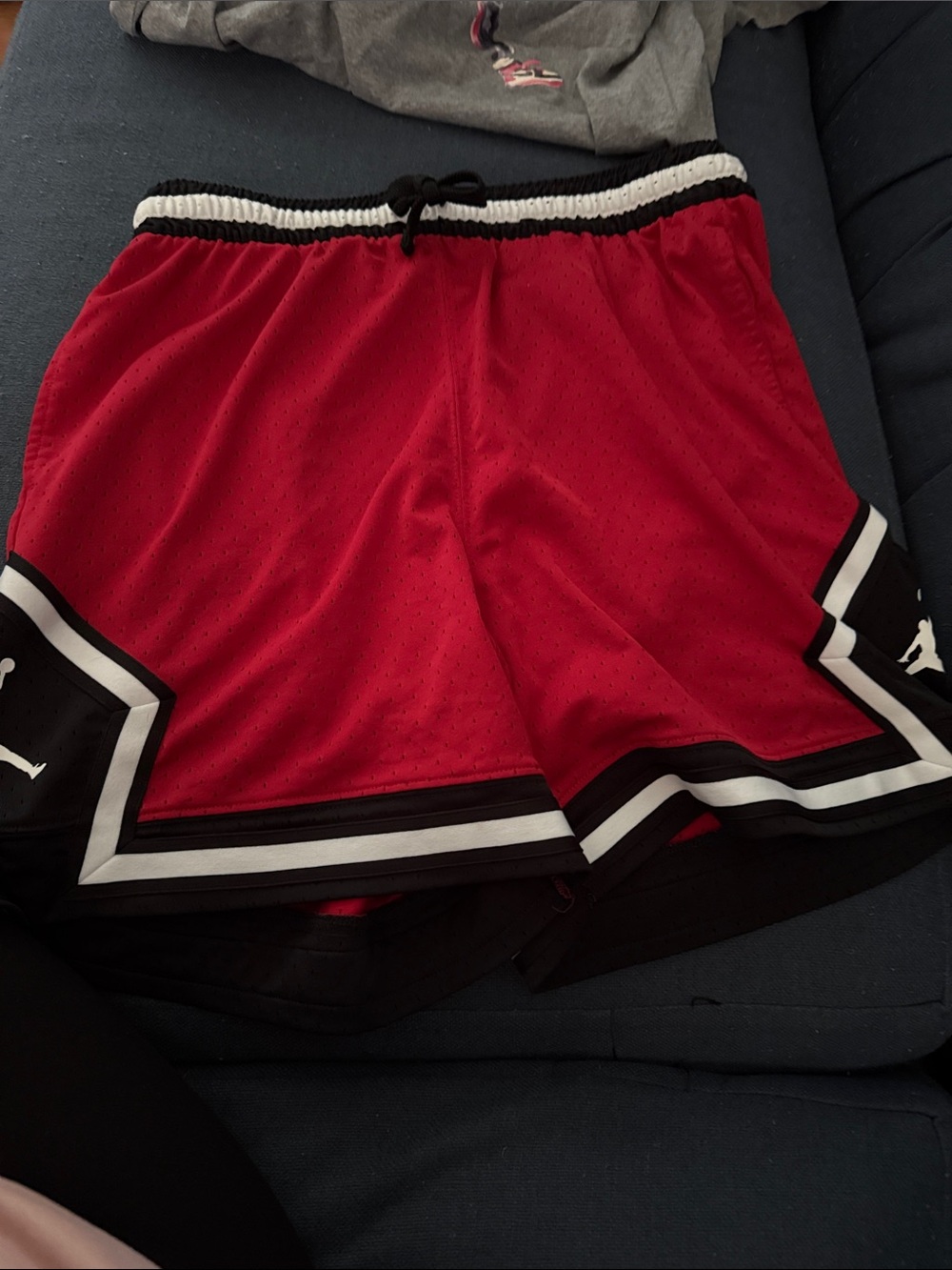 Men's Red Jordan Athletic Basketball Shorts - Black & White Trim